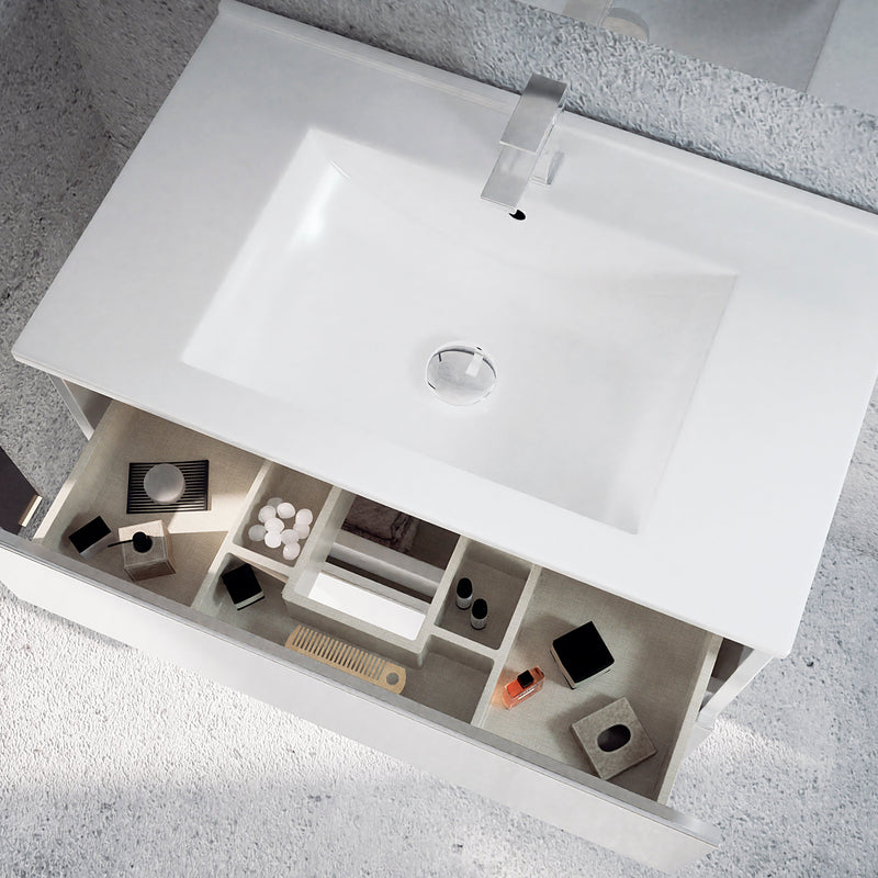 Mueble de baño suspendido con lavabo de encimera 2 cajones | 3_BP