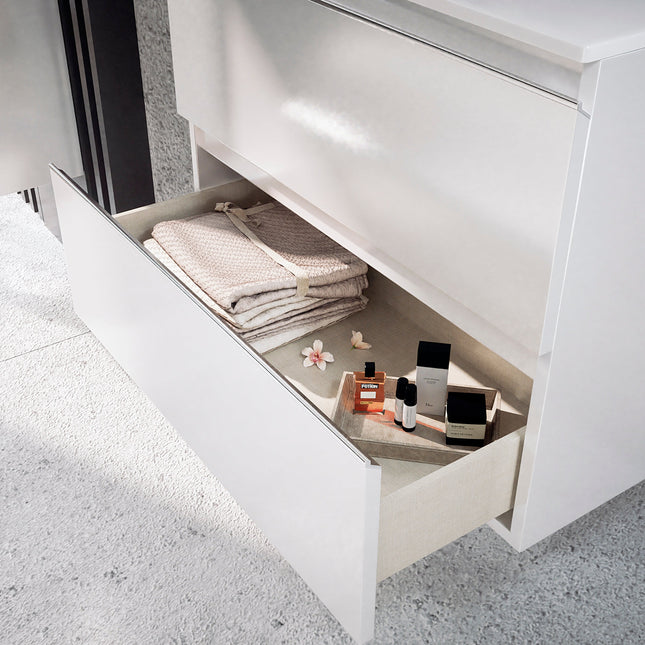 Mueble de baño con lavabo 3 cajones blanco brillo moderno | 3_BP