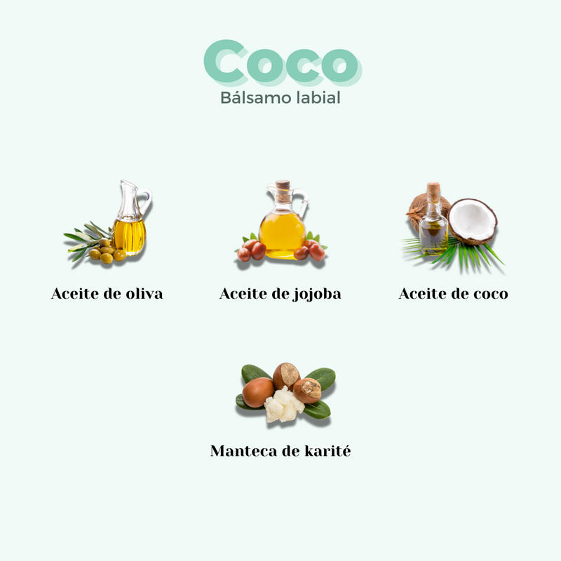 Bálsamo labial coco hidratante ecológico de uso diario