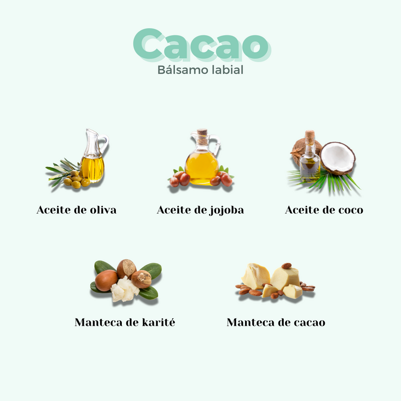 Bálsamo labial cacao hidratante reparador para labios secos