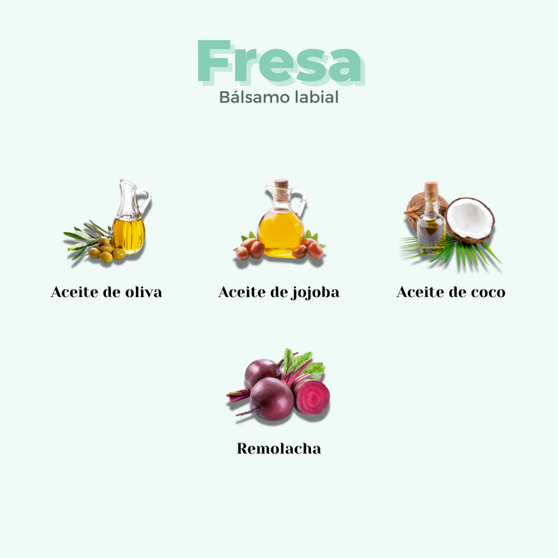 Bálsamo labial hidratante con color rojo y aroma a fresa