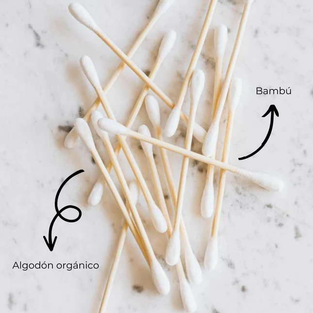 Bastoncillos de algodón orgánico 500 unidades uso diario