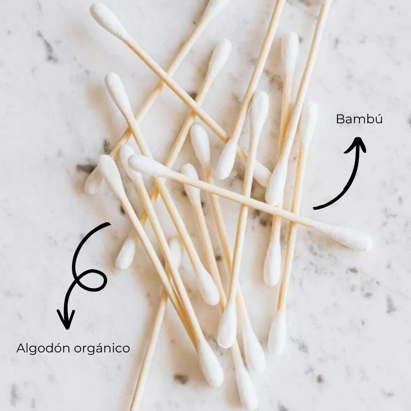 Bastoncillos de algodón orgánico 500 unidades uso diario