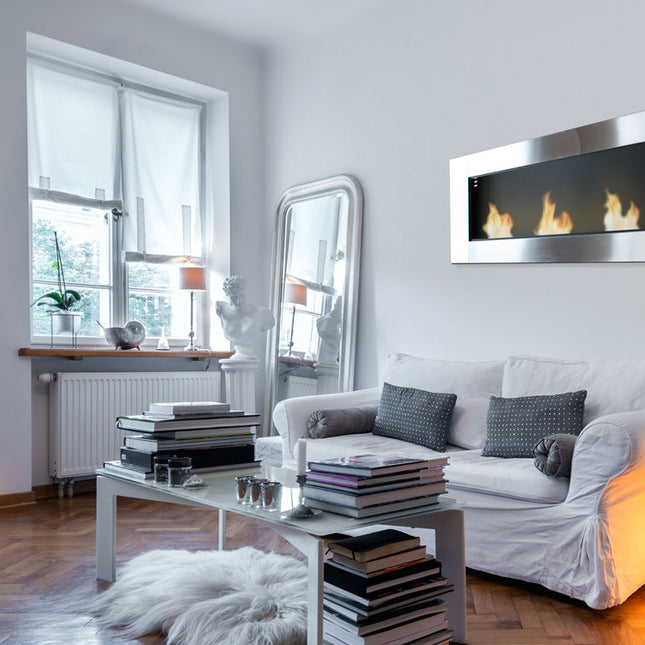 Biochimenea mural Panorámica en acero inoxidable con 3 quemadoresBiochimeneas