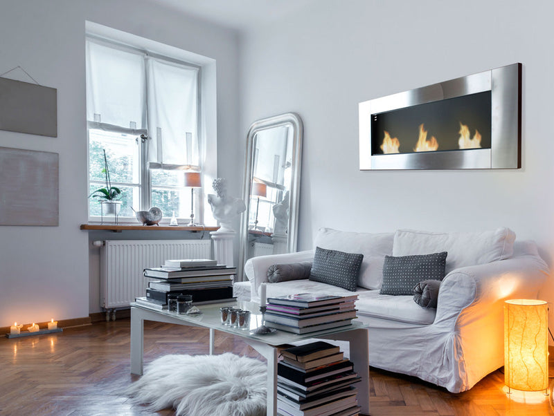 Biochimenea mural Panorámica en acero inoxidable con 3 quemadoresBiochimeneas