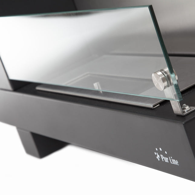 Chimenea de etanol mural en acero inoxidable negro