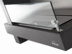 Versatile black stainless steel wall-mounted ethanol fireplace