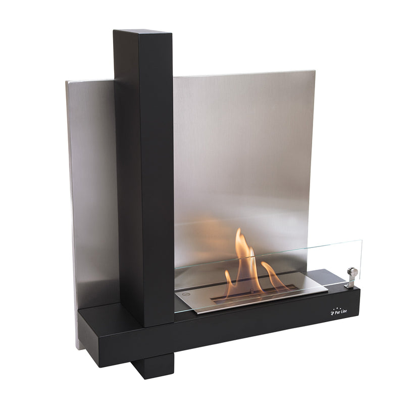Chimenea de etanol mural en acero inoxidable negro