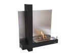 Versatile black stainless steel wall-mounted ethanol fireplace