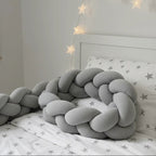 Cotton crib bumper braid, 210 cm | grey and safe