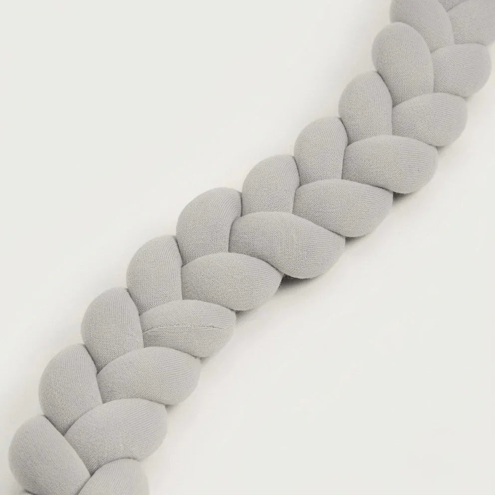Cotton crib bumper braid, 210 cm | grey and safe