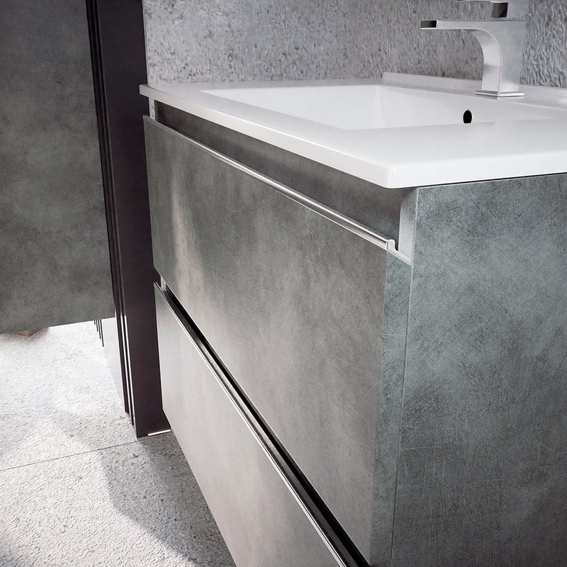 Mueble de baño con lavabo cemento suspendido 2 cajones | 3_BP