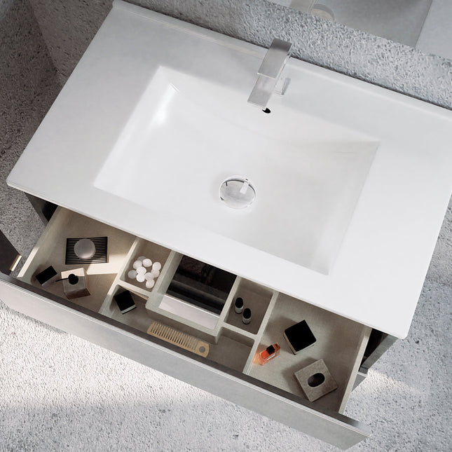 Mueble de baño con lavabo cemento suspendido 2 cajones | 3_BP