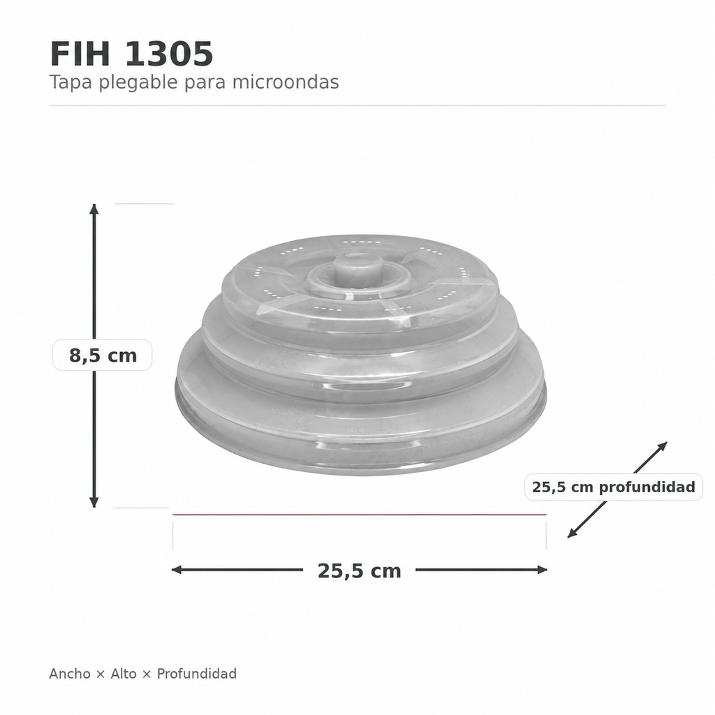 Tapa de silicona plegable para microondas transparente