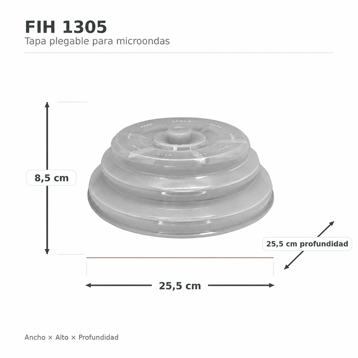 Tapa de silicona plegable para microondas transparente