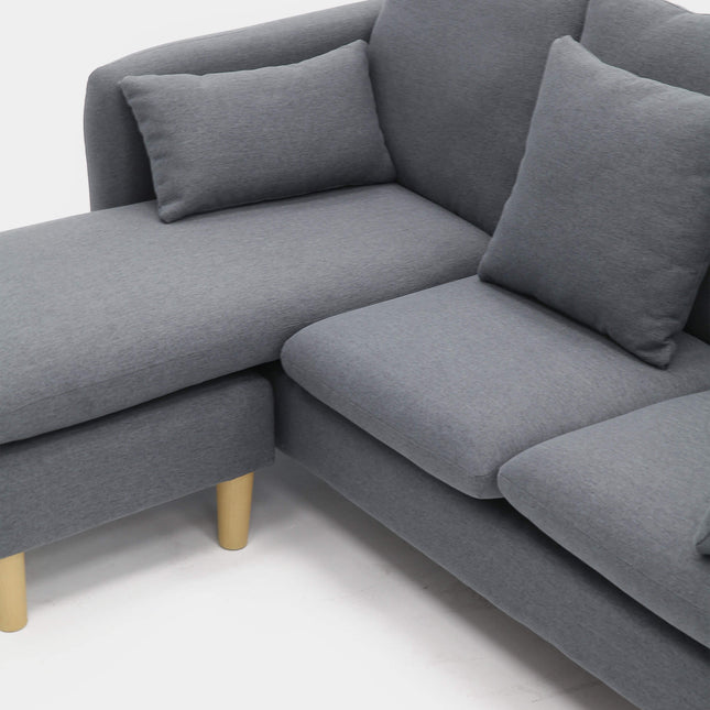 Sofá chaiselongue gris 3 plazas | confort en sala moderna