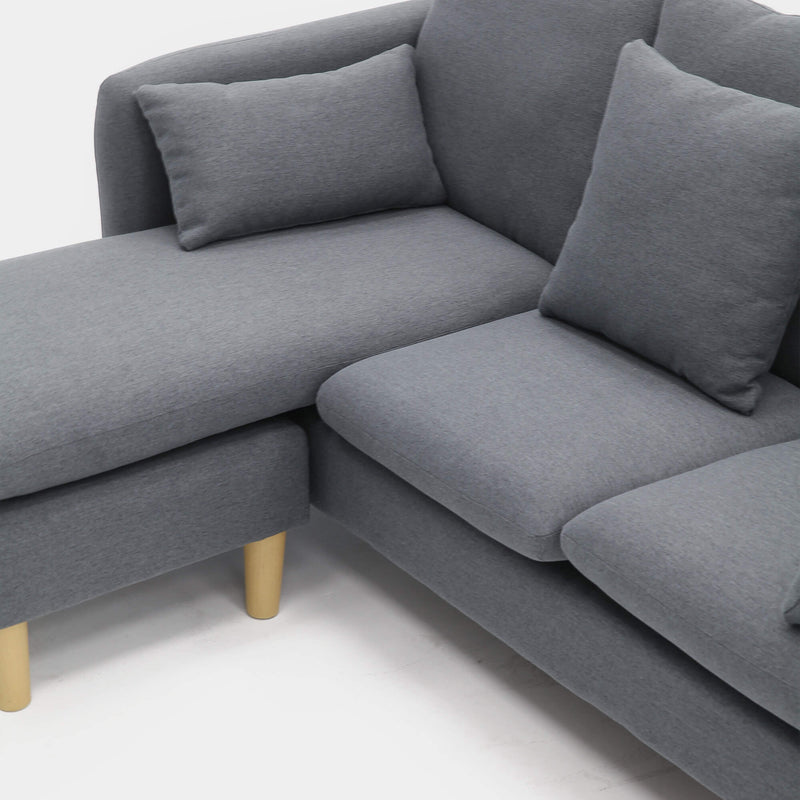 Sofá chaiselongue gris 3 plazas | confort en sala moderna