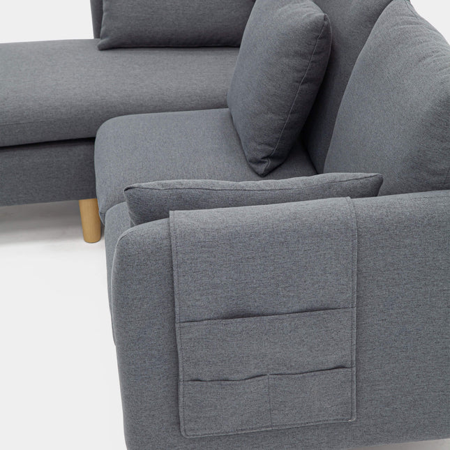 Sofá chaiselongue gris 3 plazas | confort en sala moderna
