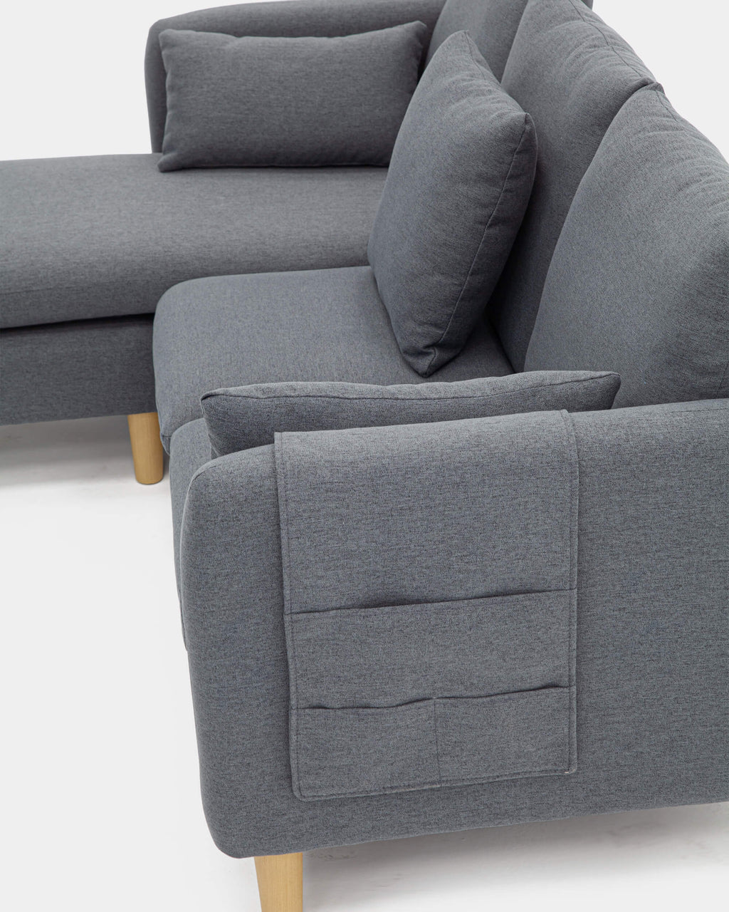 Sofá chaiselongue gris 3 plazas | confort en sala moderna