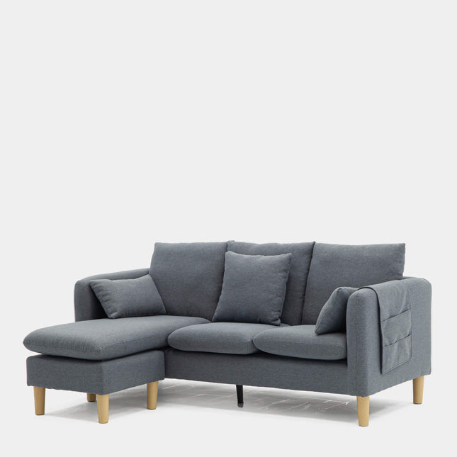 Sofá chaiselongue gris 3 plazas | confort en sala moderna