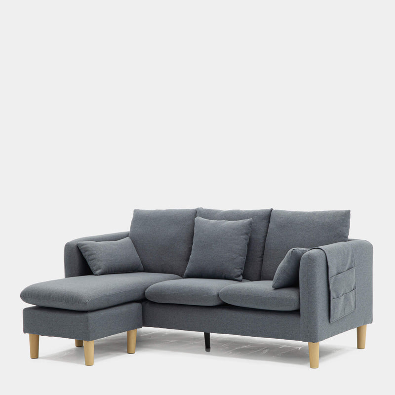 Sofá chaiselongue gris 3 plazas | confort en sala moderna