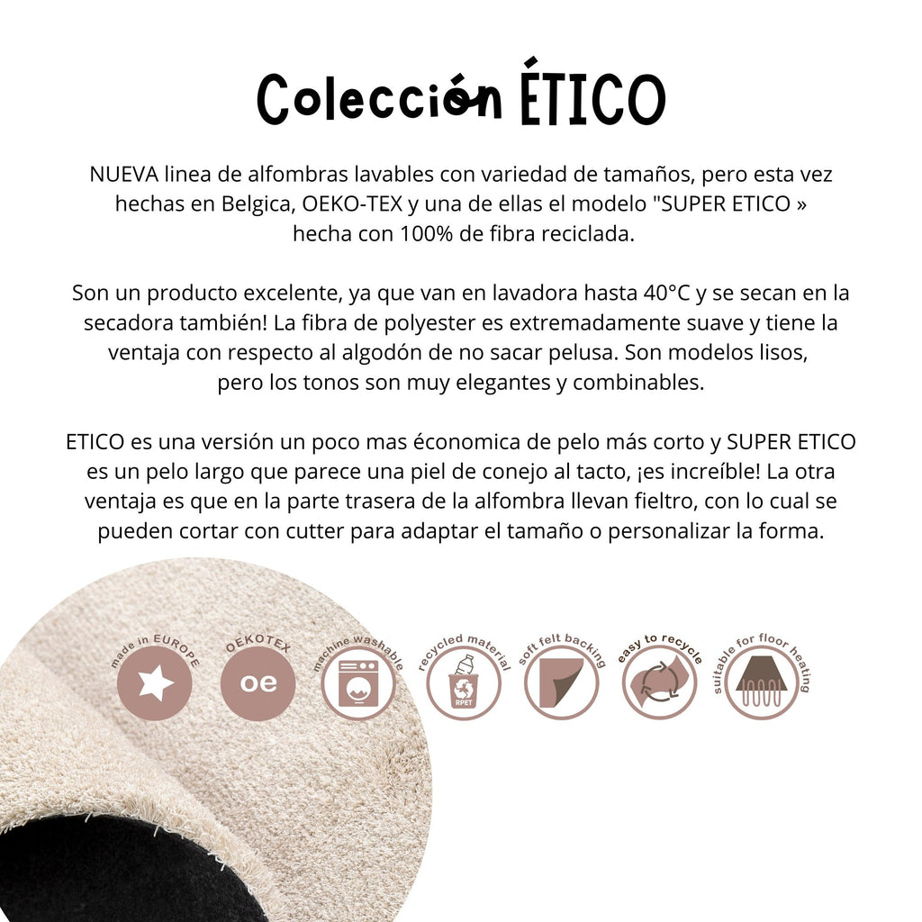Alfombra Lavable En Máquina Con Pelo Largo Color Lino