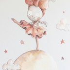 Vinilo decorativo infantil bailando en la luna | De acuarela