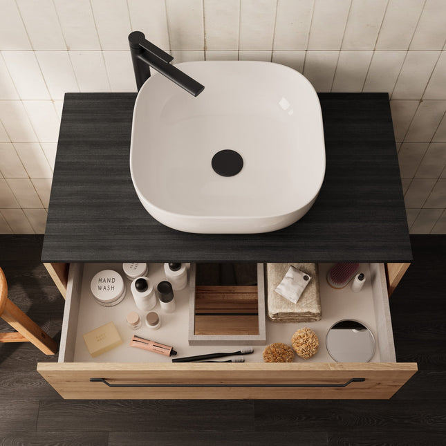 Conjunto mueble de baño completo 120 cm roble Ostippo Ebony | 3_BP