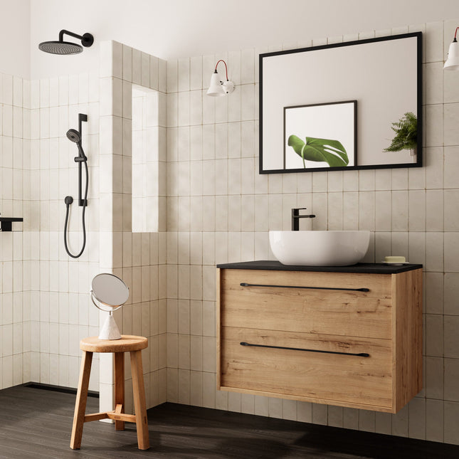 Conjunto mueble de baño completo con encimera roble Ostippo | 3_BP