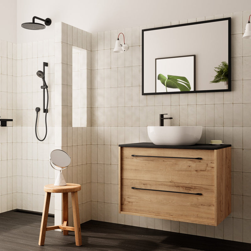 Conjunto mueble de baño completo con encimera roble Ostippo | 3_BP