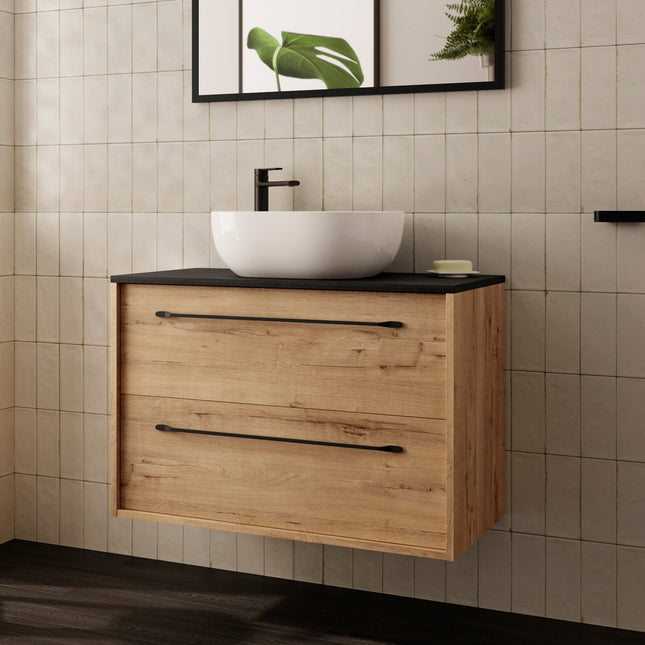 Mueble de baño con lavabo sobre encimera roble ebony | 3_BP