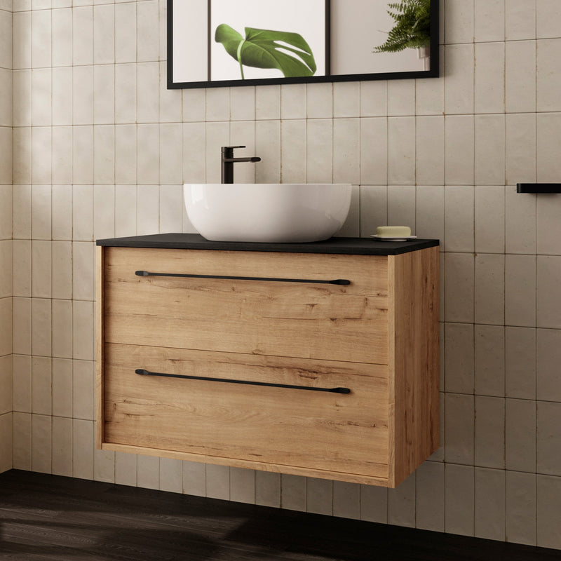 Mueble de baño con lavabo sobre encimera roble ebony | 3_BP