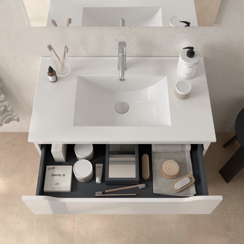Mueble de baño con lavabo 3 cajones | blanco brillo | 3_BP
