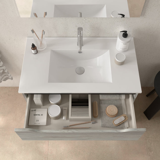 Mueble de baño con lavabo 3 cajones color roble estela | 3_BP