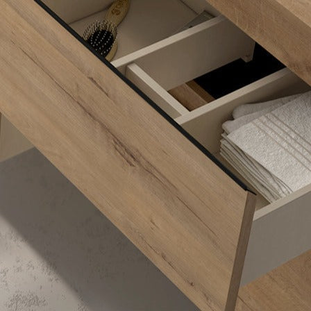 Mueble de baño con lavabo 3 cajones roble Ostippo con patas | 3_BP