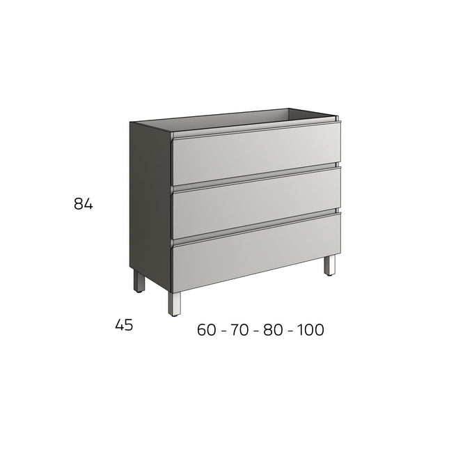 Mueble De Baño Conjunto 3 Cajones Ébano Tiradores Cromados | 3_BP