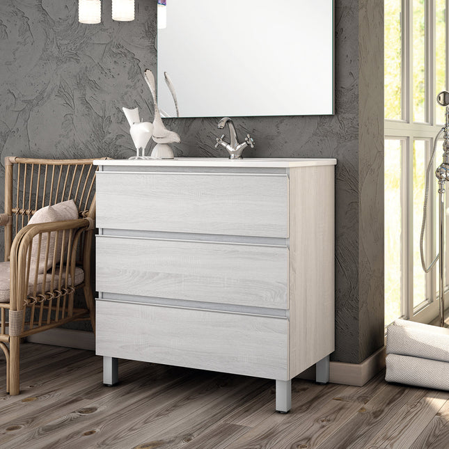 Mueble de baño con lavabo 3 cajones con patas a suelo | 3_BP