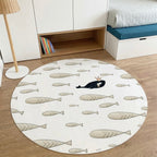 Alfombra vinílica con diseño ballenas | 95 cm diámetro