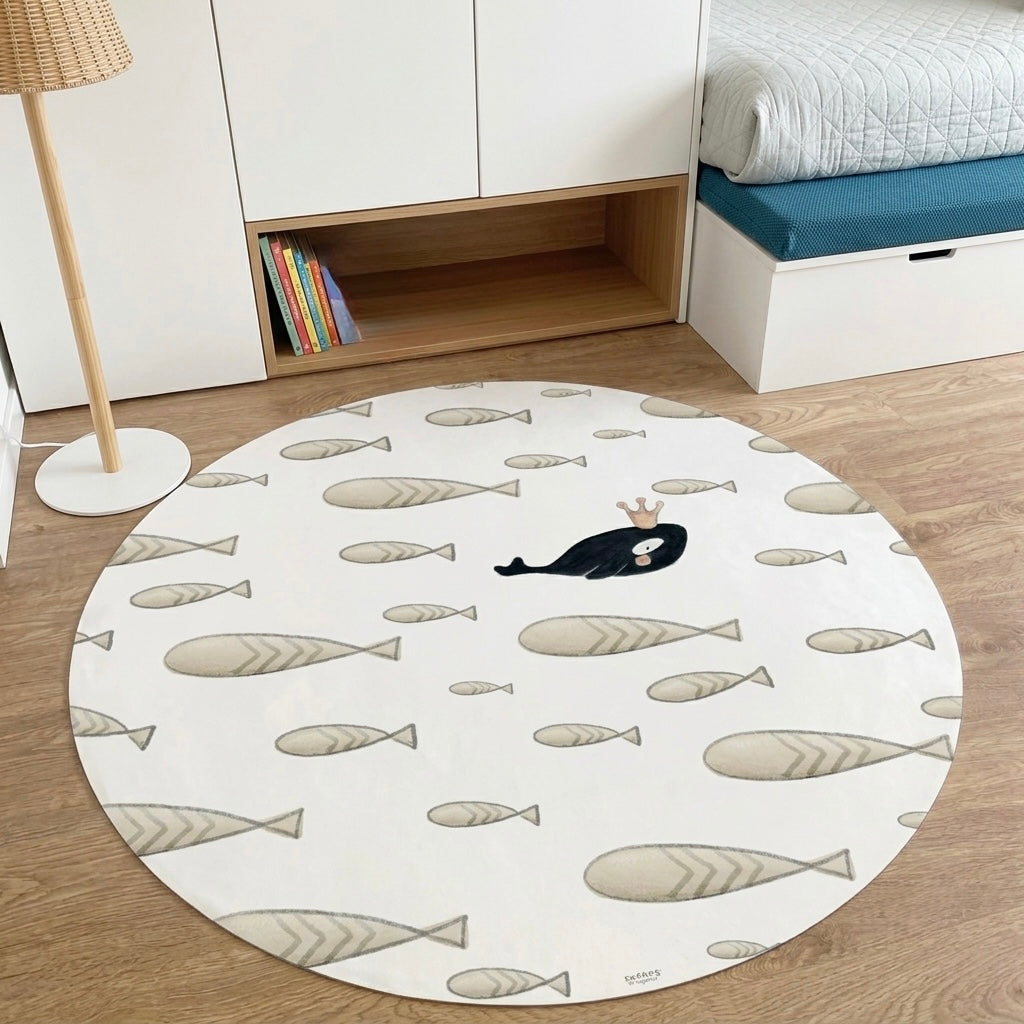 Vinyl rug with whale design | 95 cm diameter