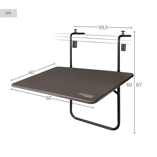 Mesa plegable rectangular para barandilla de balcón o terraza