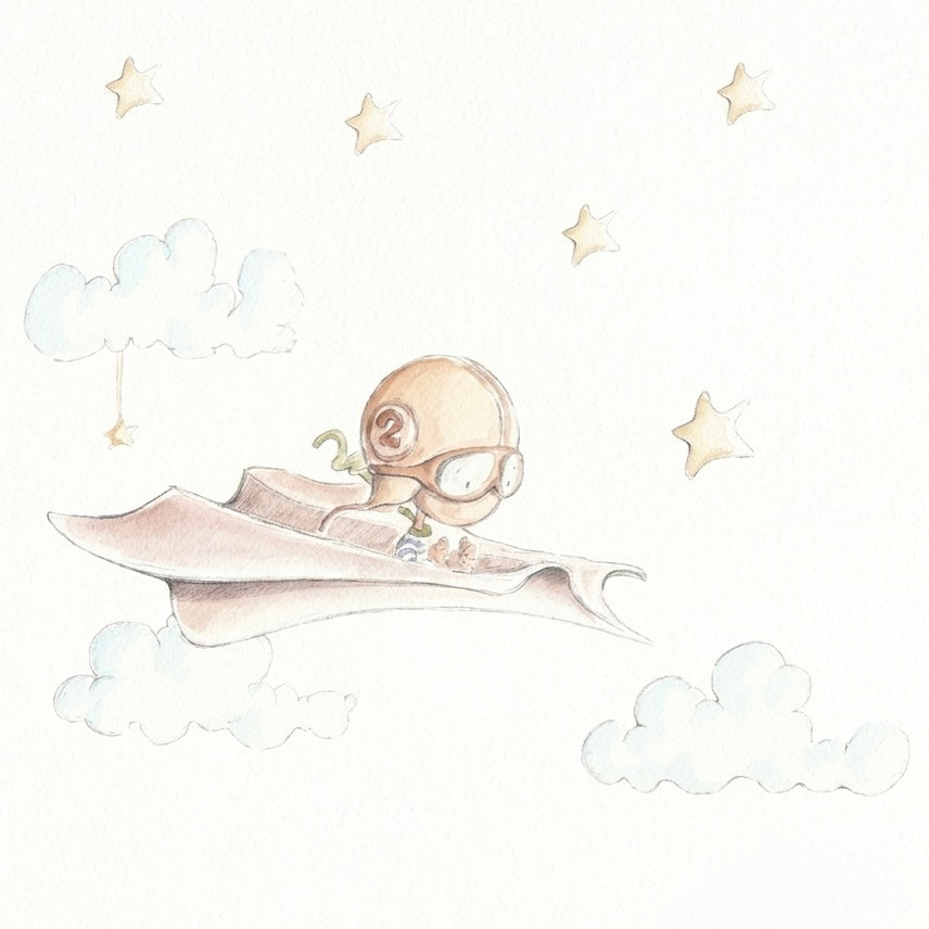 Children's decorative vinyl with a paper airplane design