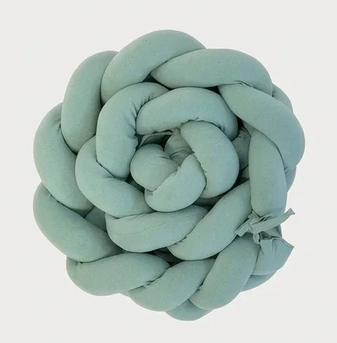 210cm Cotton Braided Crib Bumper for Babies | Mint
