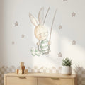 Vinil decorativo infantil com coelho a abanar, pintado à mão