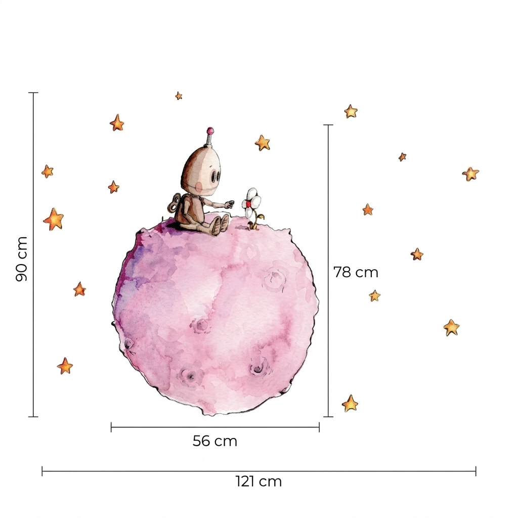 Vinilo decorativo Botty en el planeta para niños