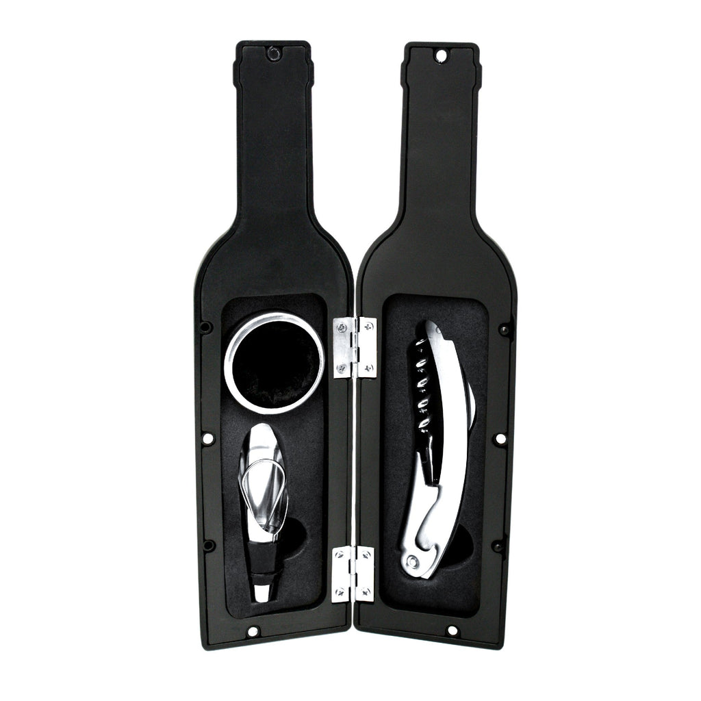 Wine Gift Set - Bottle Case with Corkscrew and Stopper