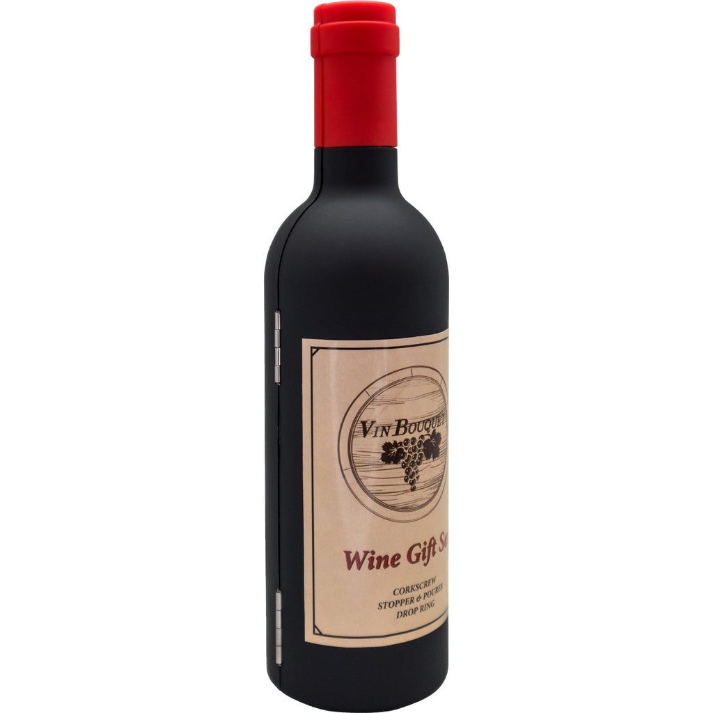 Wine Gift Set - Bottle Case with Corkscrew and Stopper