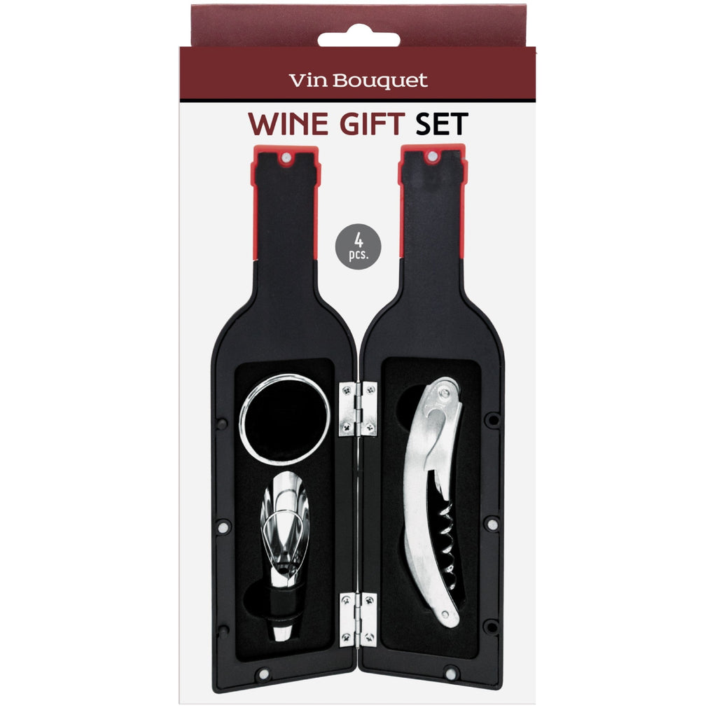 Wine Gift Set - Bottle Case with Corkscrew and Stopper