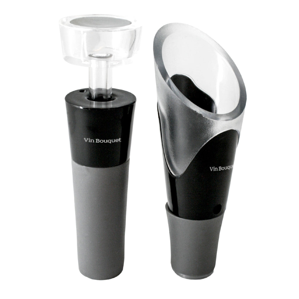 Pourer and vacuum stopper set