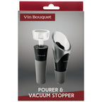 Pourer and vacuum stopper set