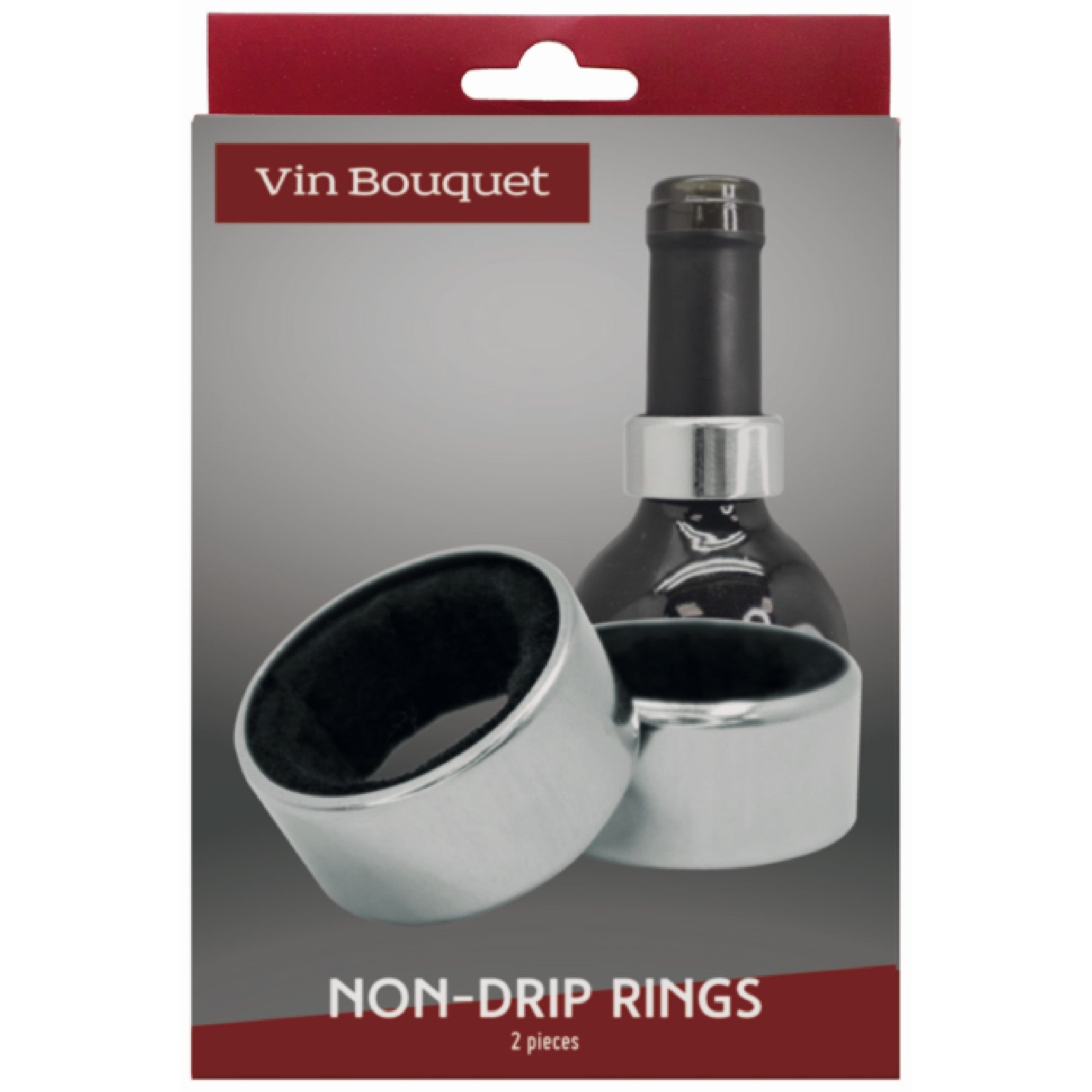 Silver Anti-Drip Wine Ring Set